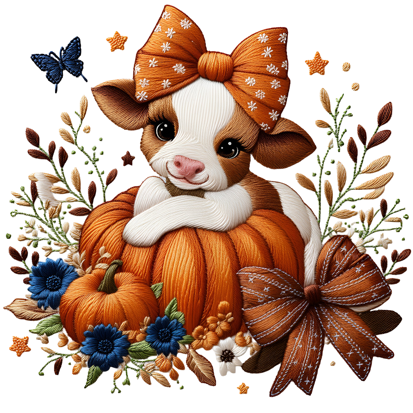 Vaquitas Estilo Bordado – Transfers DTF Listos para Estampar