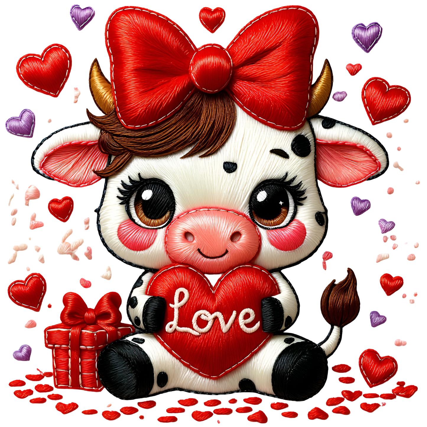 Vaquitas Estilo Bordado – Transfers DTF Listos para Estampar