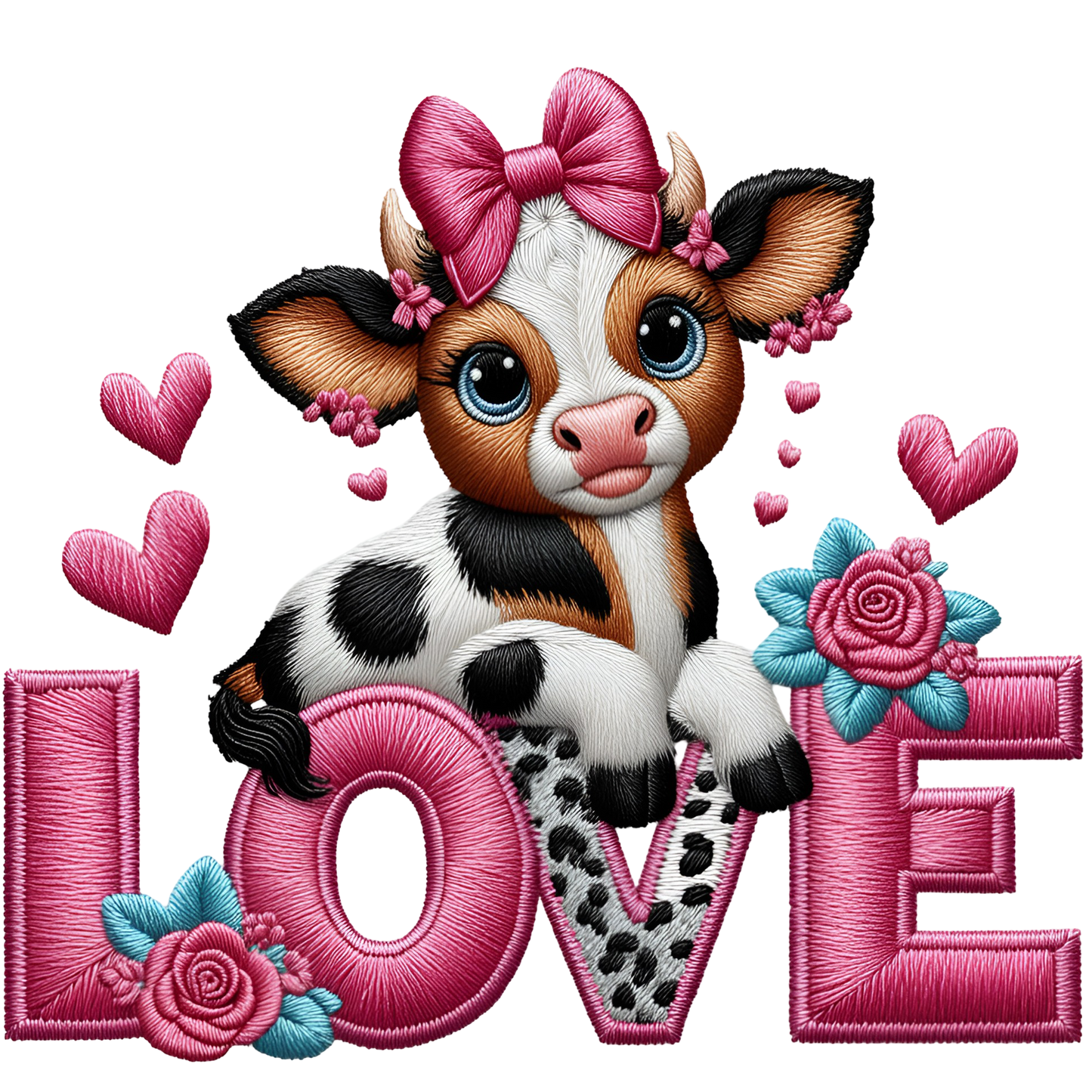 Vaquitas Estilo Bordado – Transfers DTF Listos para Estampar