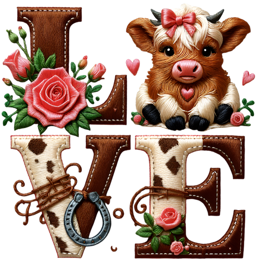 Vaquitas Estilo Bordado – Transfers DTF Listos para Estampar